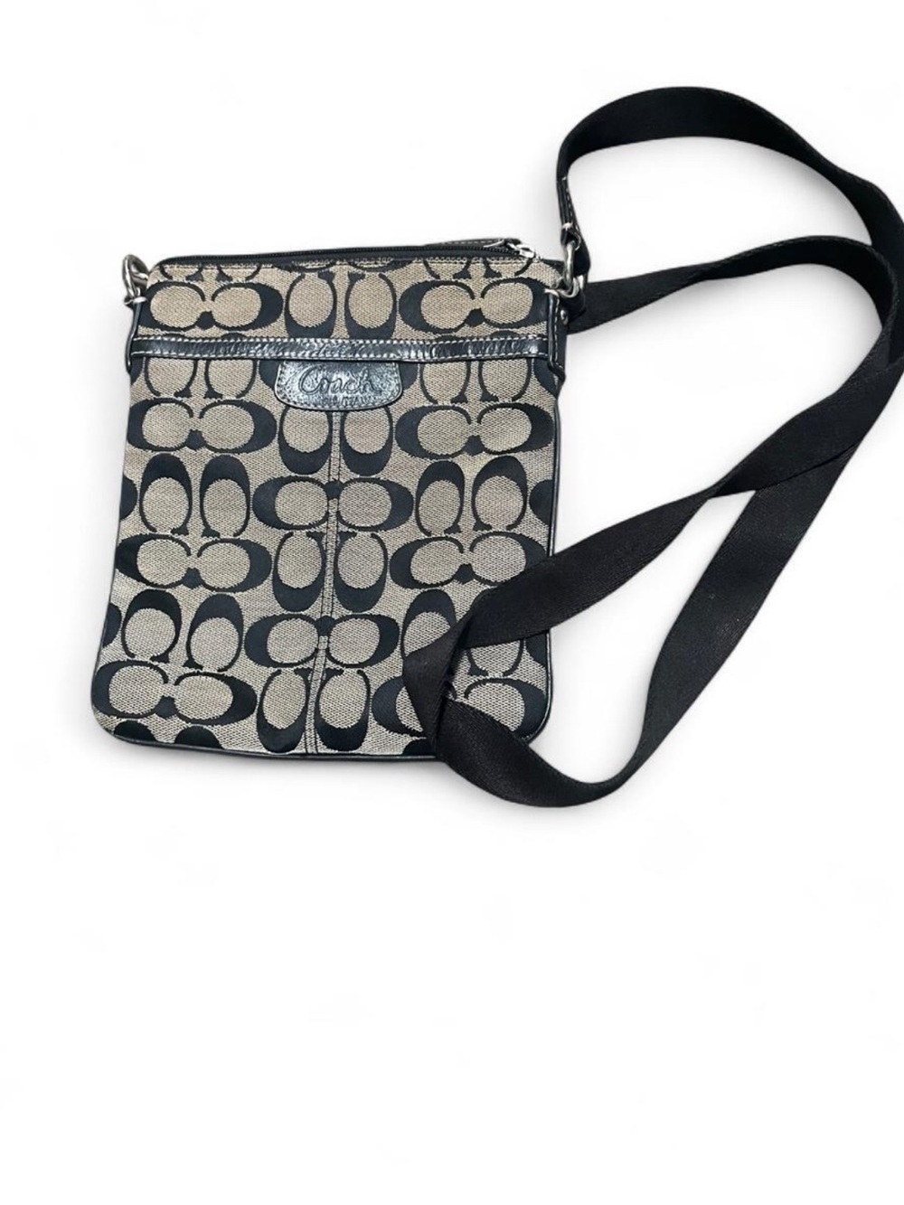Coach Signature Crossbody in Khaki and Black